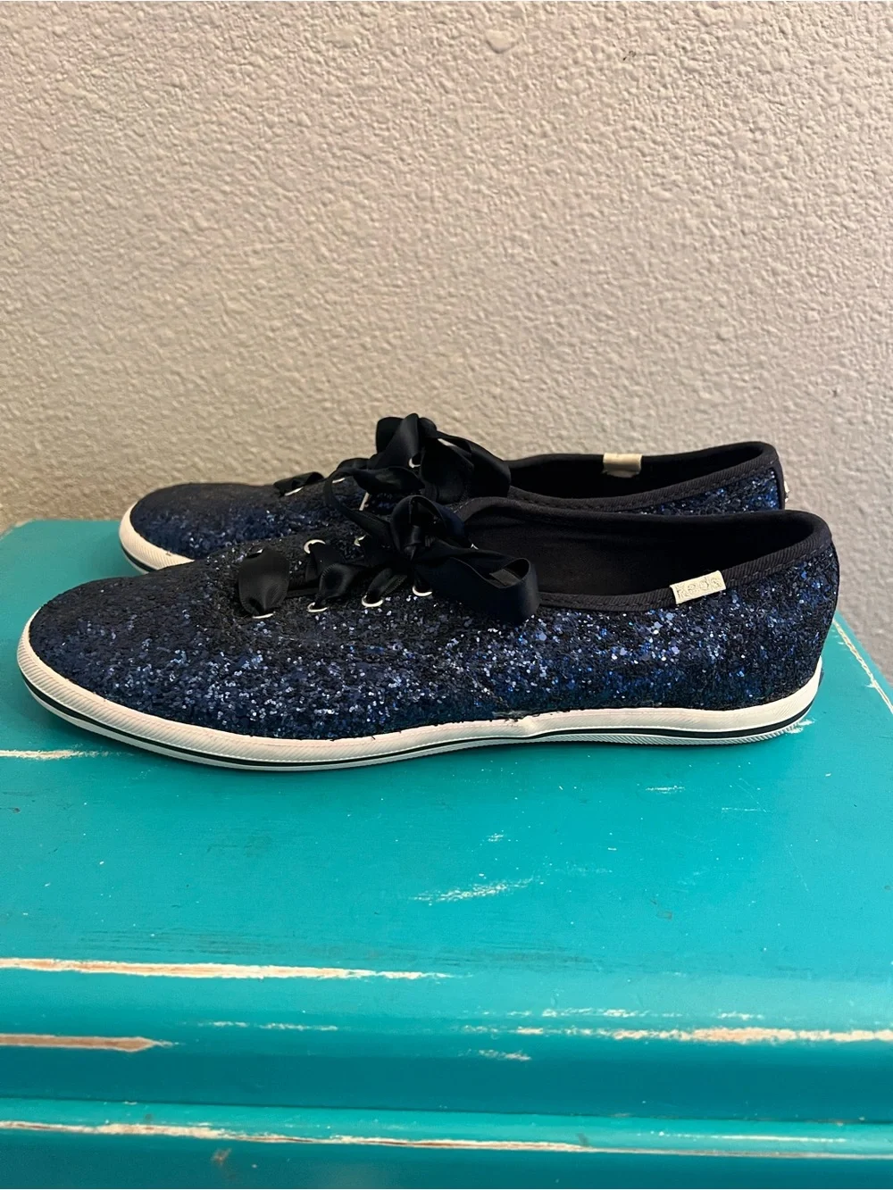 Keds x Kate Spade NY Champion Glitter Blue Sneaker Size 9.5